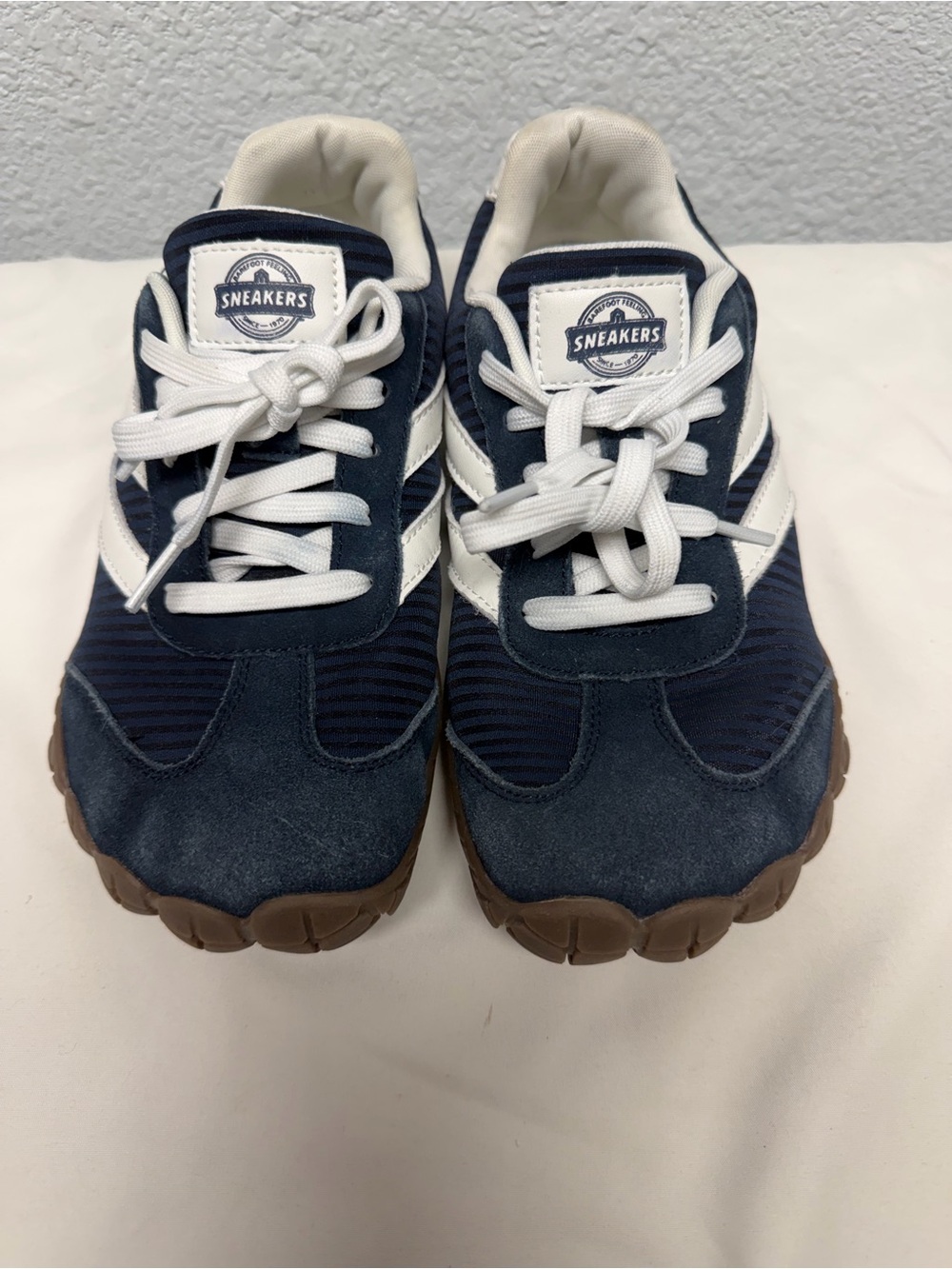 Unisex Navy and White Athletic Shoes